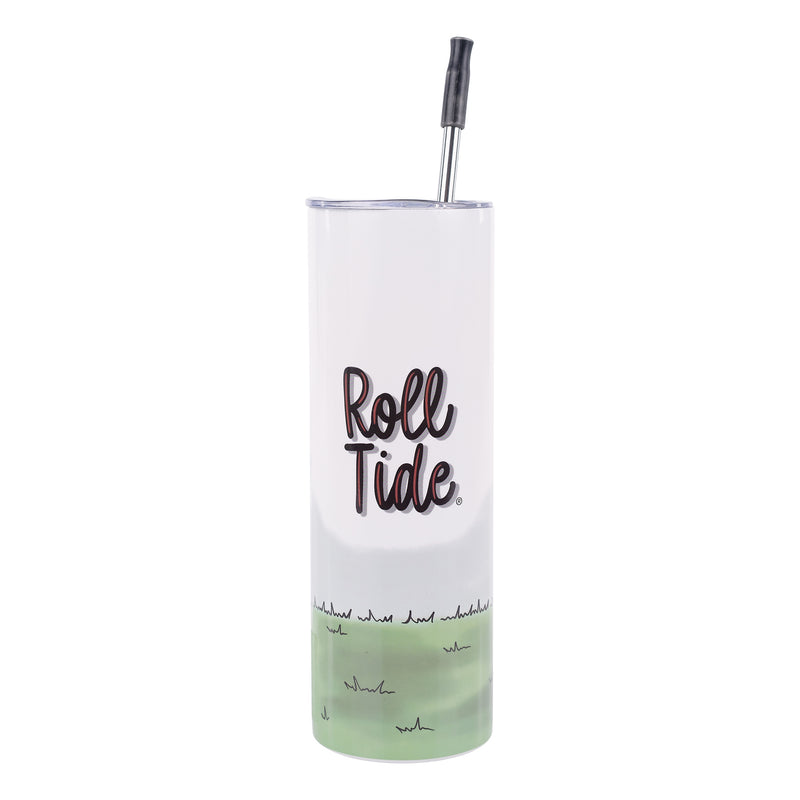 University of Alabama tumbler featuring the text "Roll Tide"