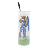 University of Kentucky tumbler featuring the Wildcats mascot holding a Wildcats flag.