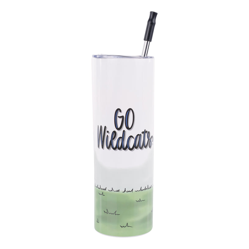 University of Kentucky Tumbler with 'Go Wildcats' text and grass design on a white background