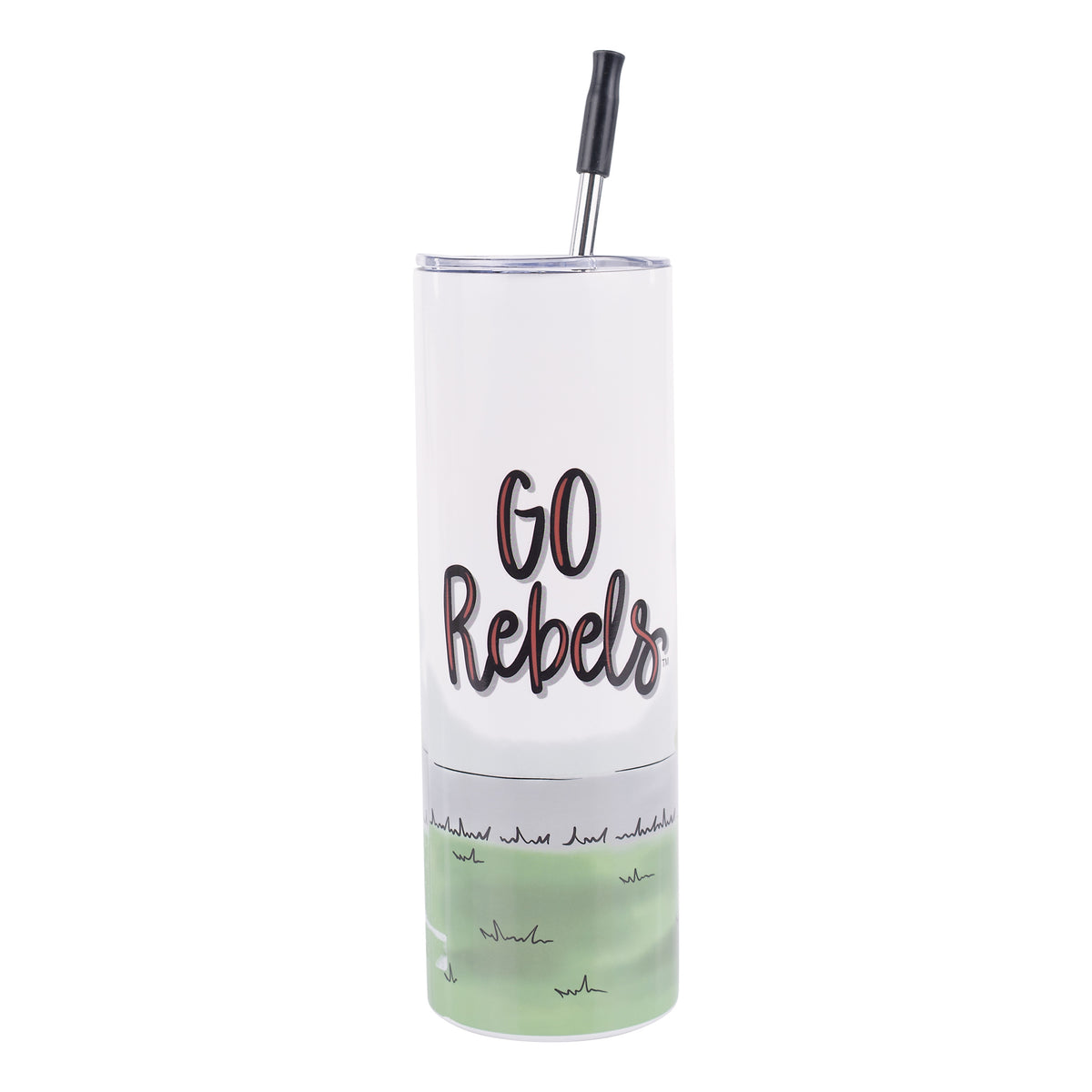 Ole Miss Tumbler with 'GO Rebels' text and gradient design on a white background