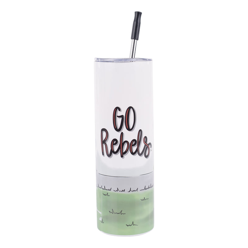 Ole Miss Tumbler with 'GO Rebels' text and gradient design on a white background