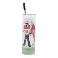Texas Tech Mascot Tumbler holding a 'Guns Up' Flag