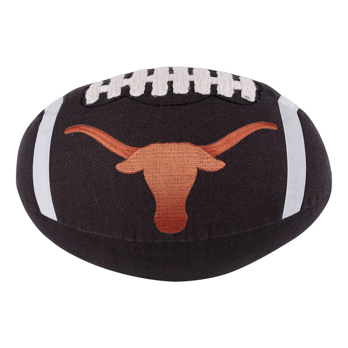 Texas football pillow with orange longhorn logo on a white background