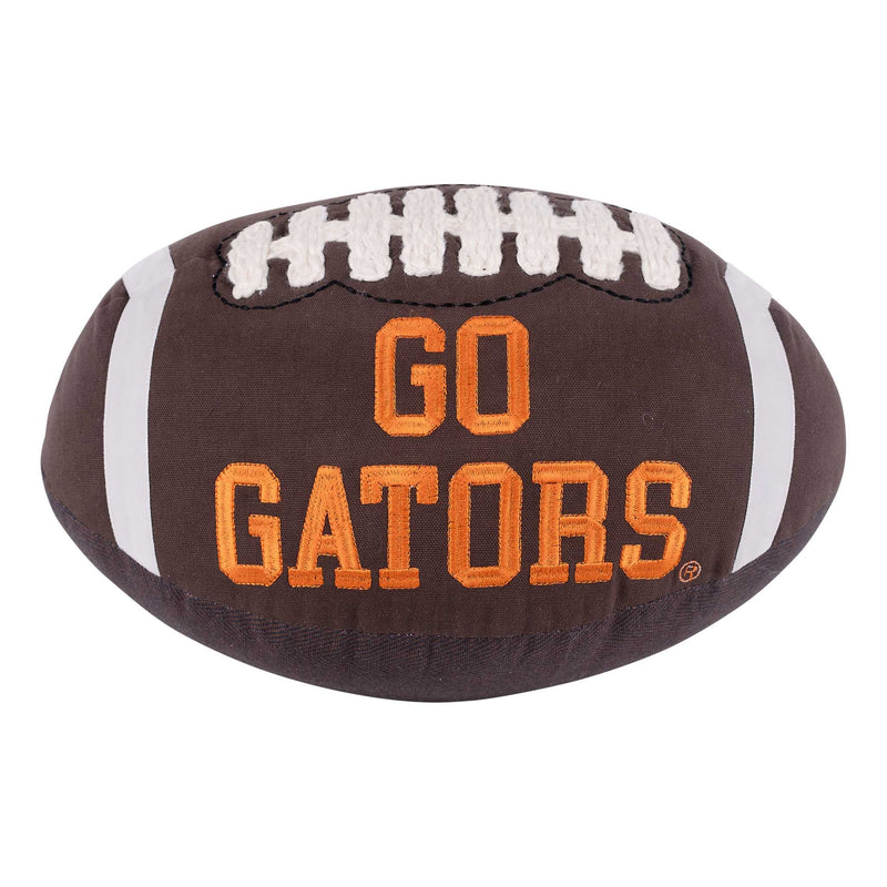 Plush University of Florida football with 'GO GATORS' text on a white background