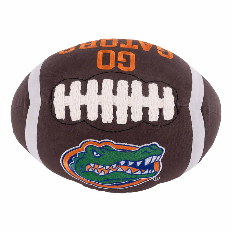 Plush football pillow with Florida Gators logo and text on a white background