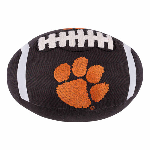 Plush football with Clemson University logo on a white background