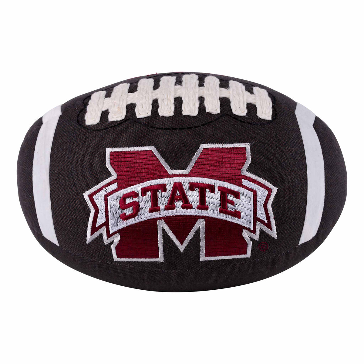 Football pillow with Mississippi State logo on a white background