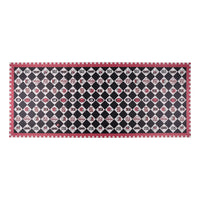 Checkered table runner  with repeated University of Georgia logo patterns on a white background