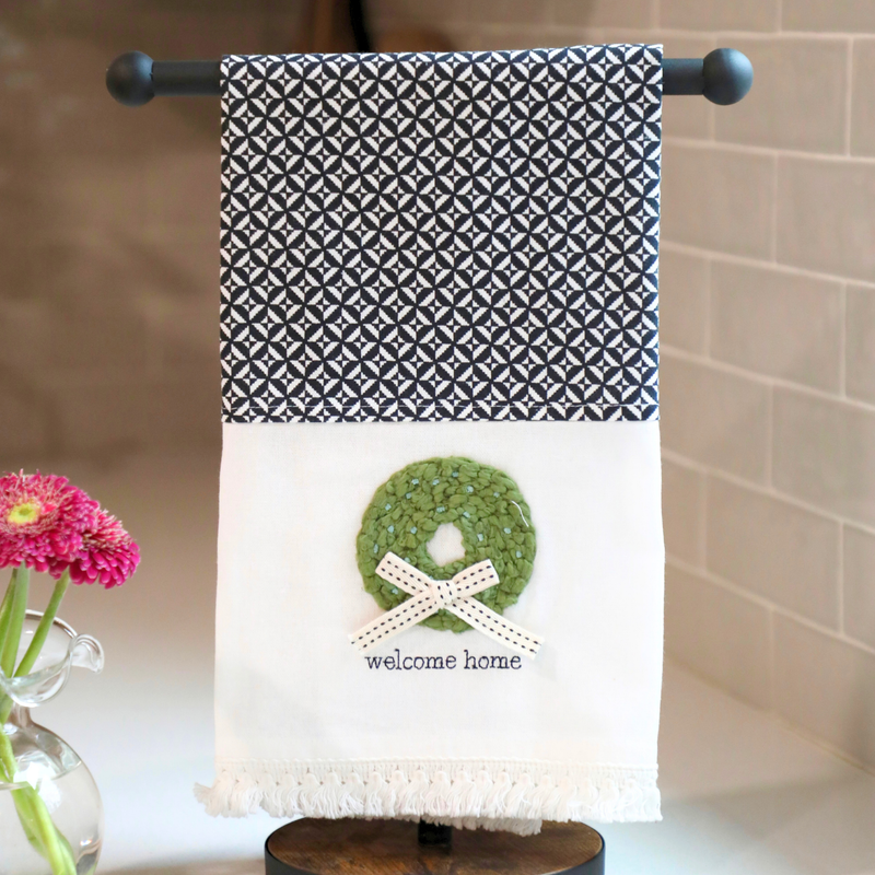 Welcome Home Wreath Tea Towel