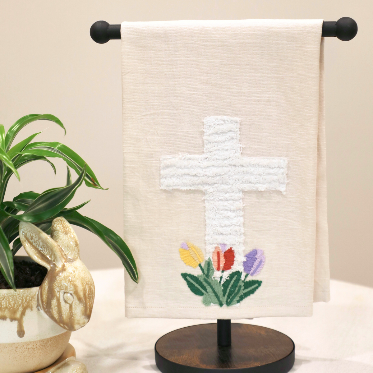 Cross and Tulips Tea Towel