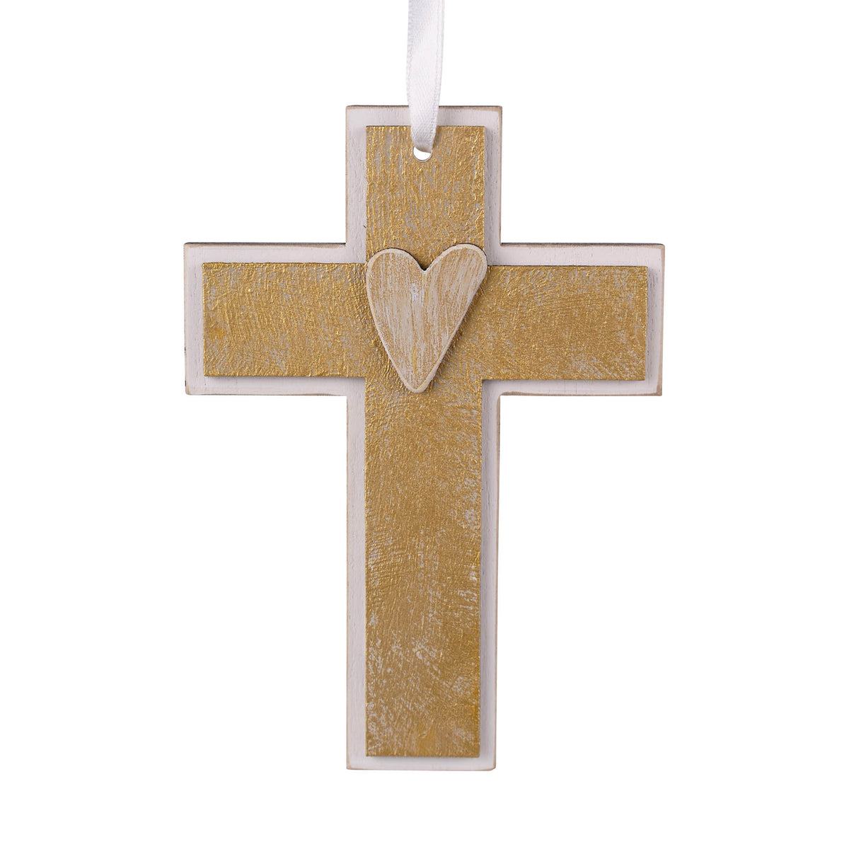 Gold Wooden Cross Ornament
