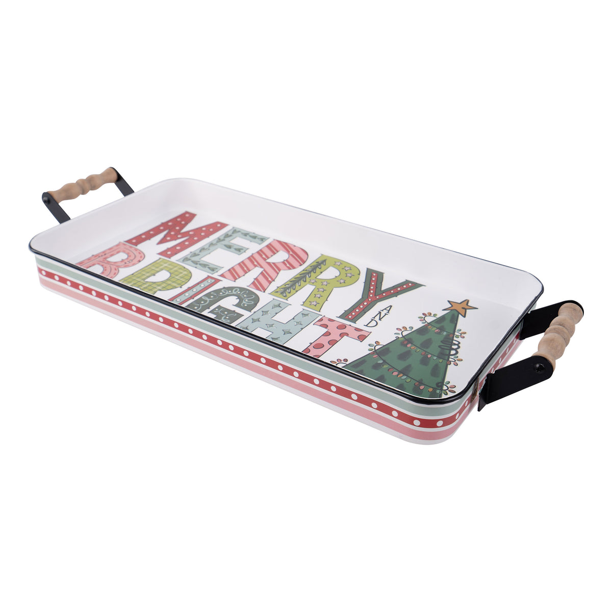 Colorful Merry and Bright Enamel Tray