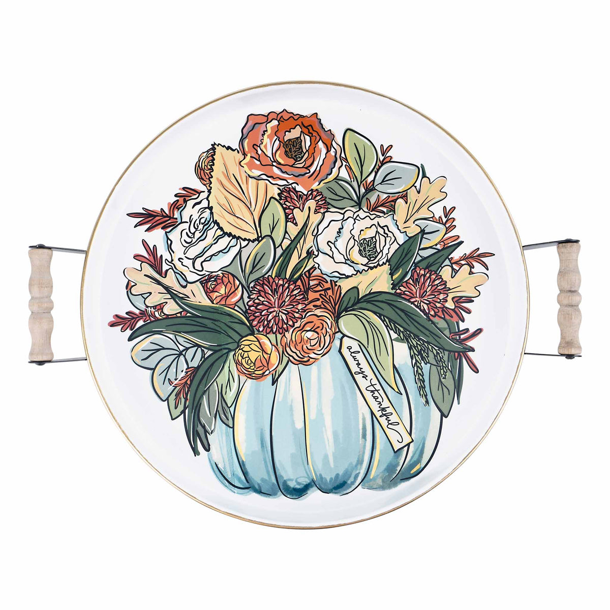 Always Thankful Fall Foliage Enamel Tray
