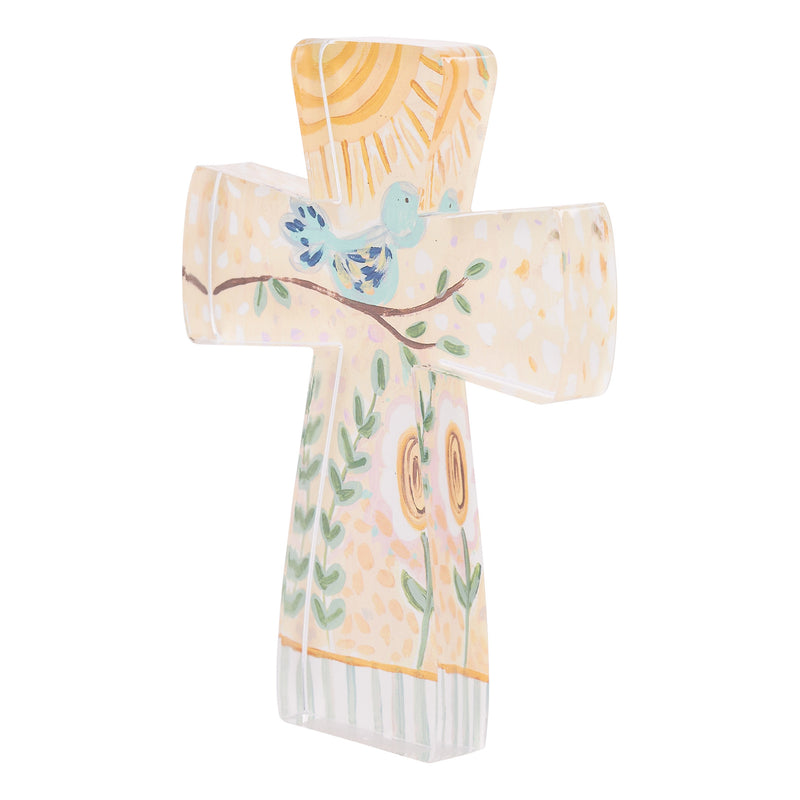 Blue Bird Standing Acrylic Cross