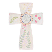 Flowers and Hearts Standing Acrylic Cross