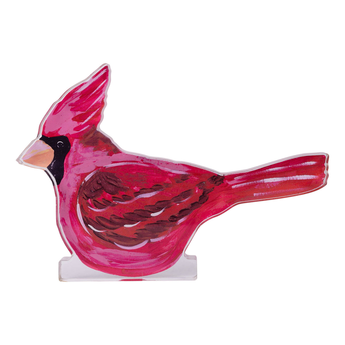 Red cardinal bird figurine on a white background