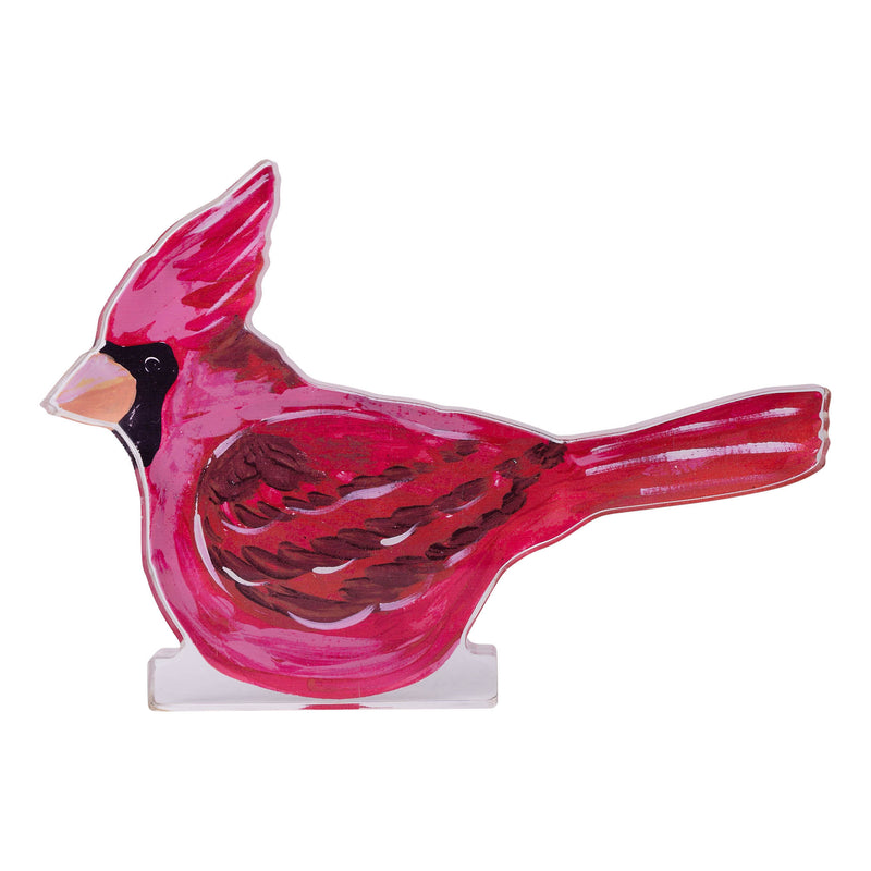 Red cardinal bird figurine on a white background