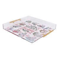 Decorative tray with 'Merry Christmas' text and festive illustrations on a white background