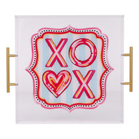 Decorative tray with 'XO' design on a white background