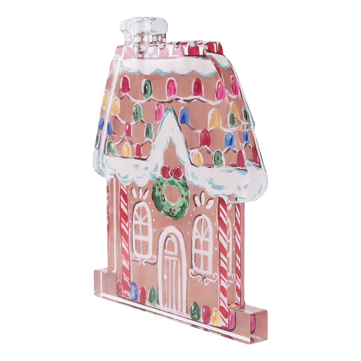 Gingerbread house acrylic stand on a white background