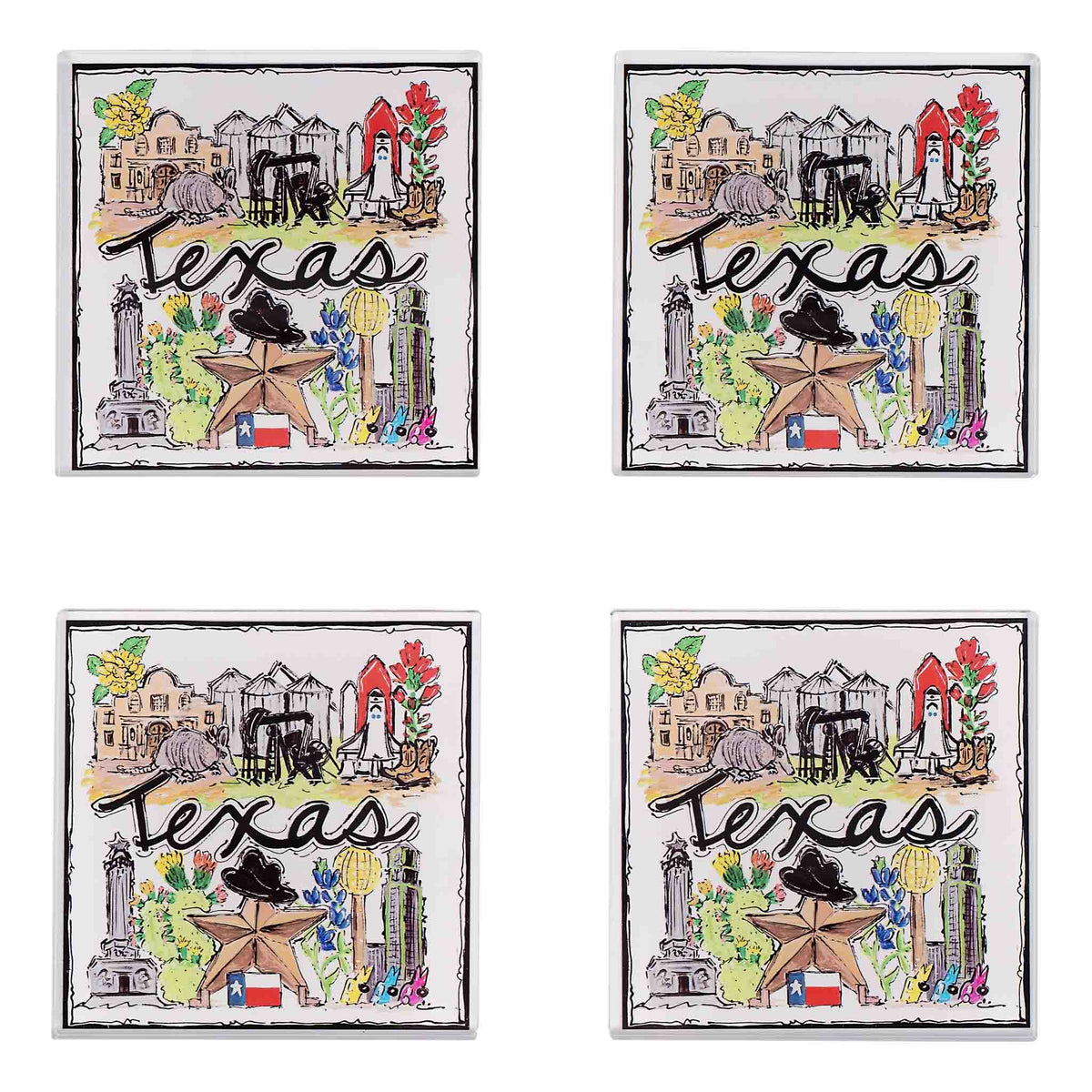 State of Texas Icon Acrylic Coaster Set/4
