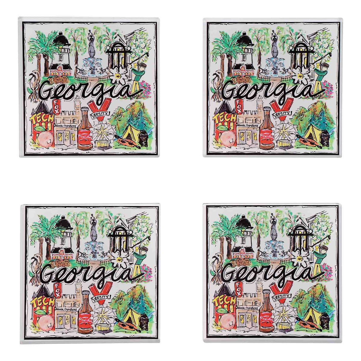 State of Georgia Icon Acrylic Coaster Set/4