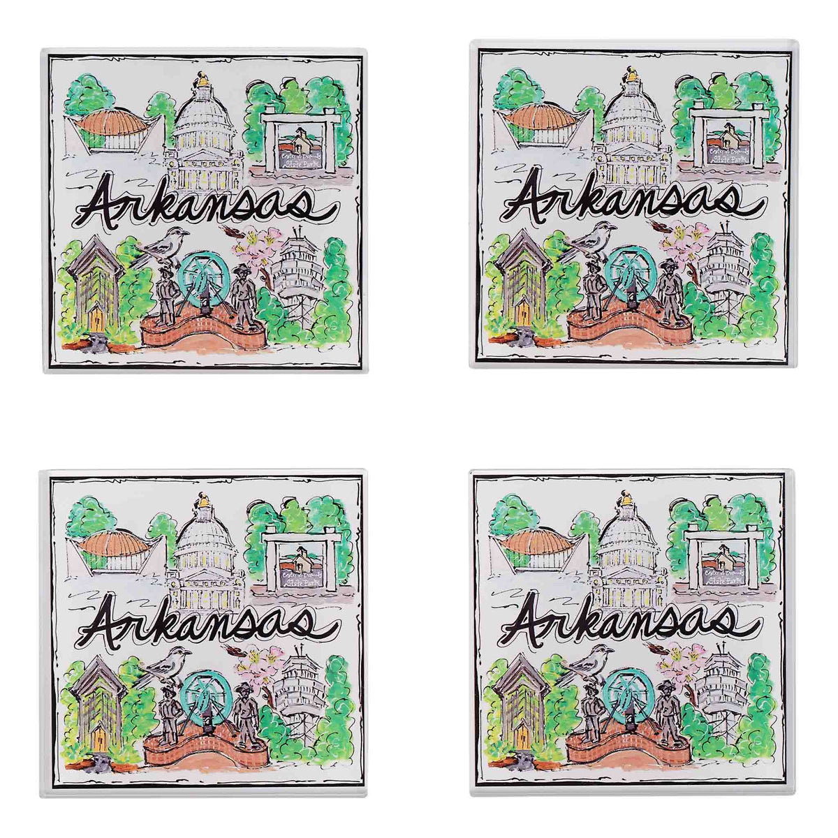 State of Arkansas Acrylic Coaster Set/4