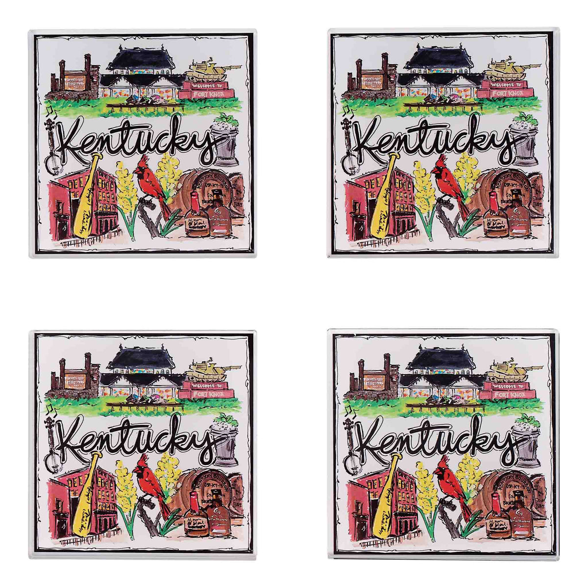 State of Kentucky Icon Acrylic Coaster Set/4