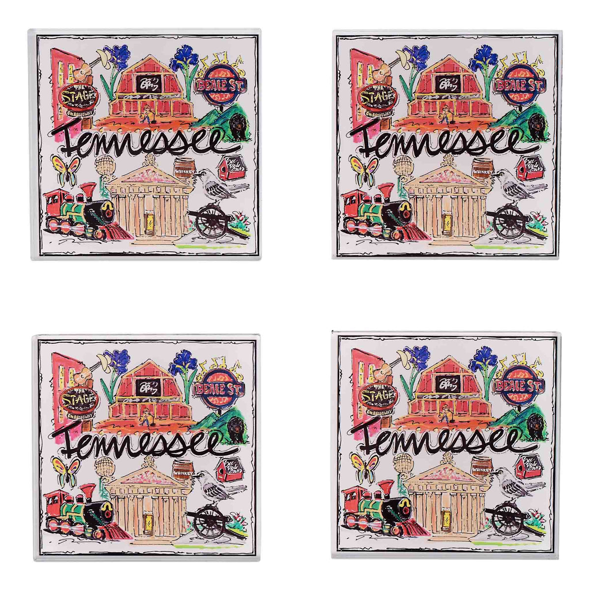 State of Tennessee Icon Acrylic Coaster Set/4