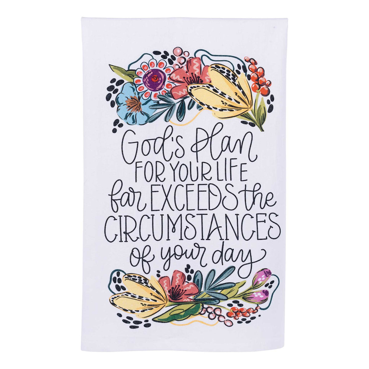 God's Plan Floral Tea Towel
