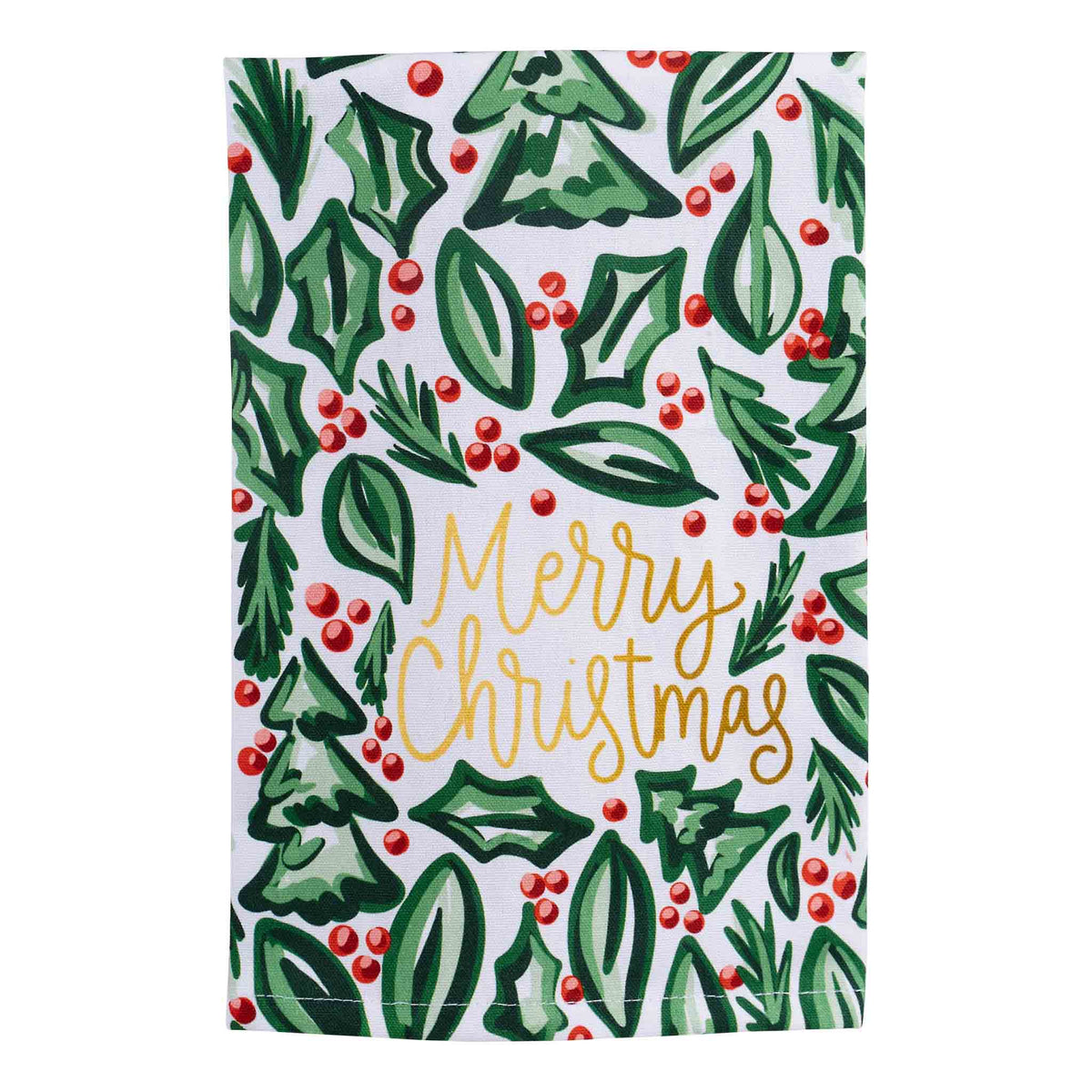 Merry Christmas Holly Tea Towel