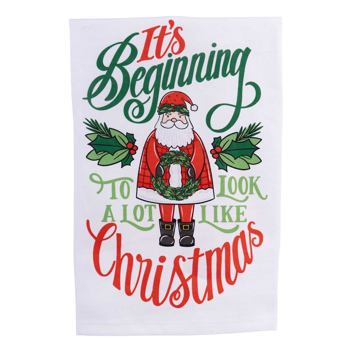 Beginning to Look Like Christmas Santa Tea Towel