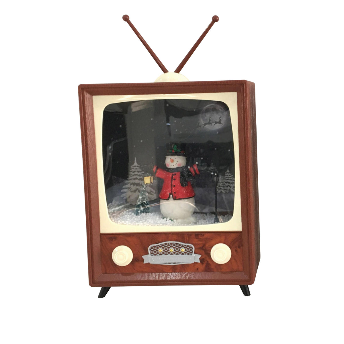 Mini Retro TV with Snowman