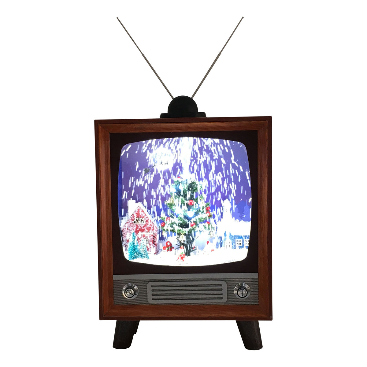 Large Retro TV with Christmas Scene