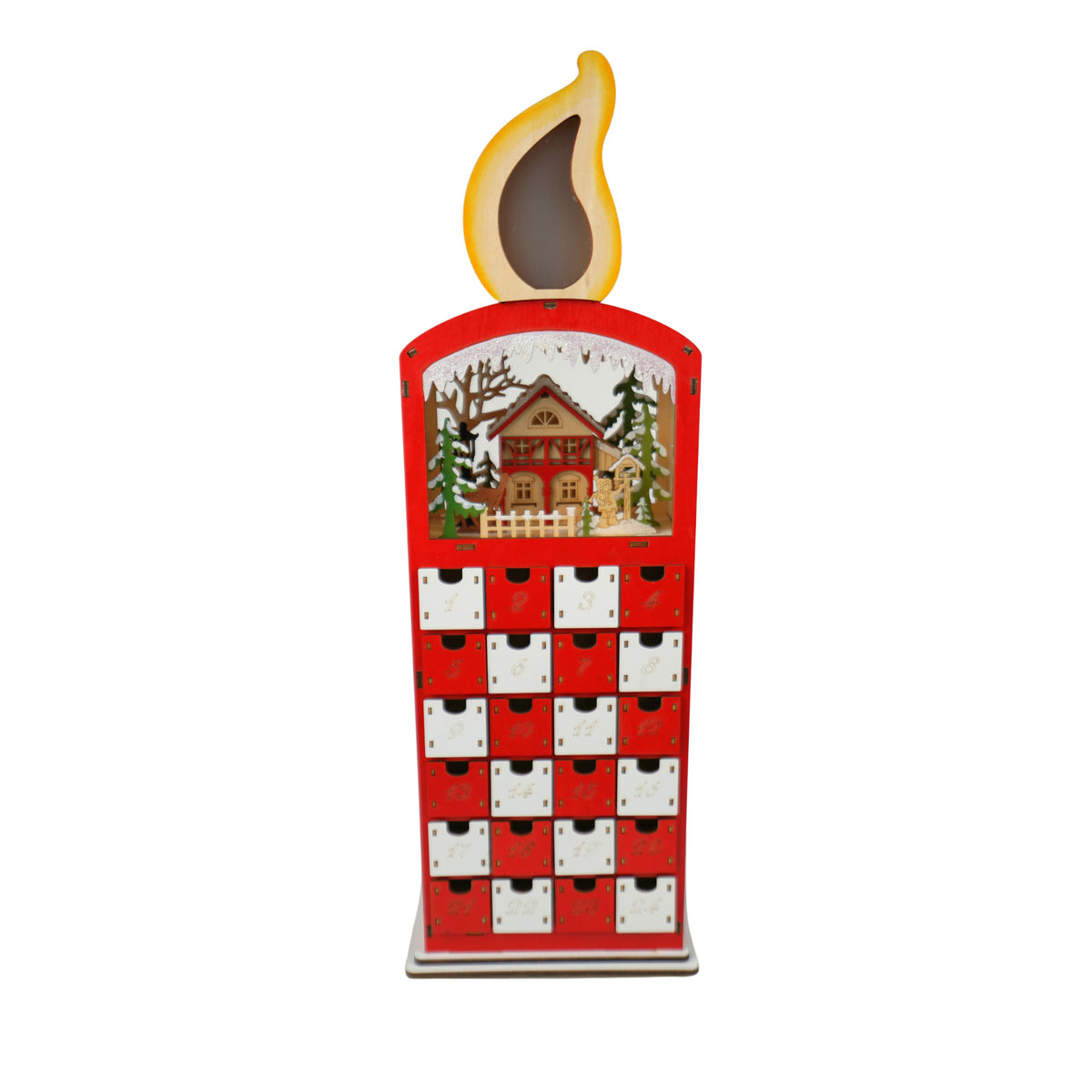 Candle Lighted Wooden Advent Countdown