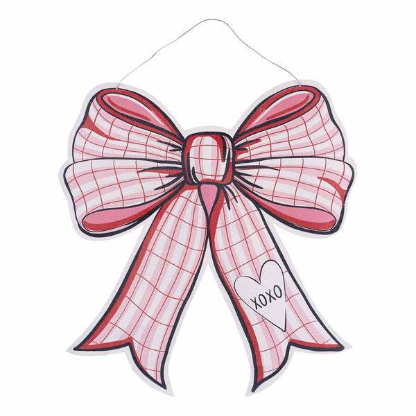 Decorative bow with a ribbon and 'XOXO' text on a white background