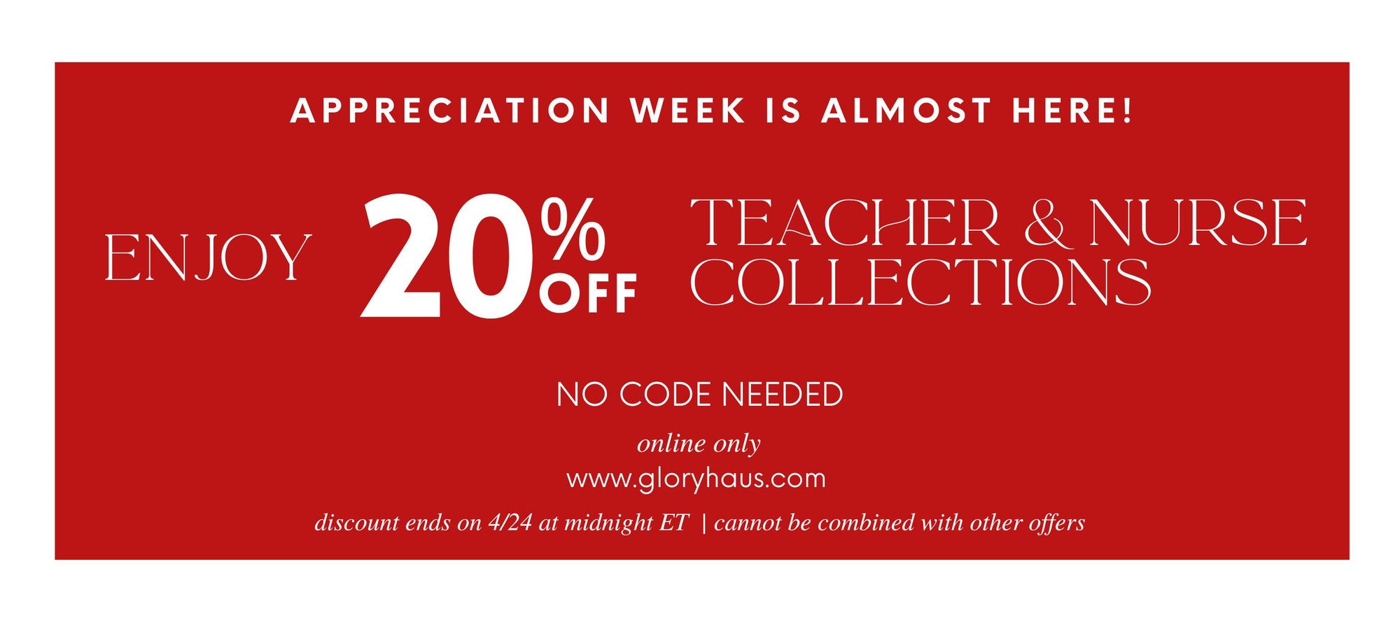 20% off teacher and nurse collections