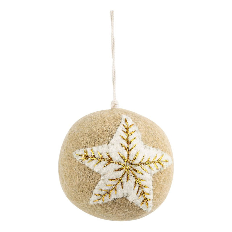 Gold Star Felt Ball Ornament