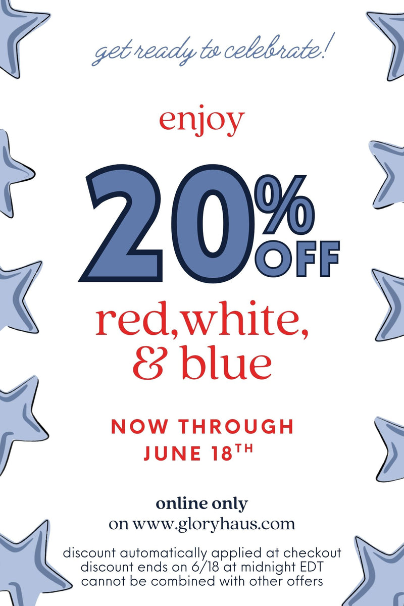 20% off red white and blue