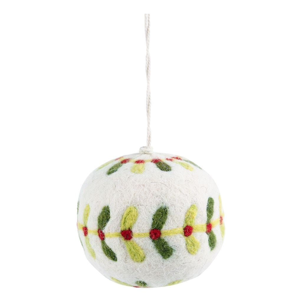 Holly Felt Ball Ornament Set of 6