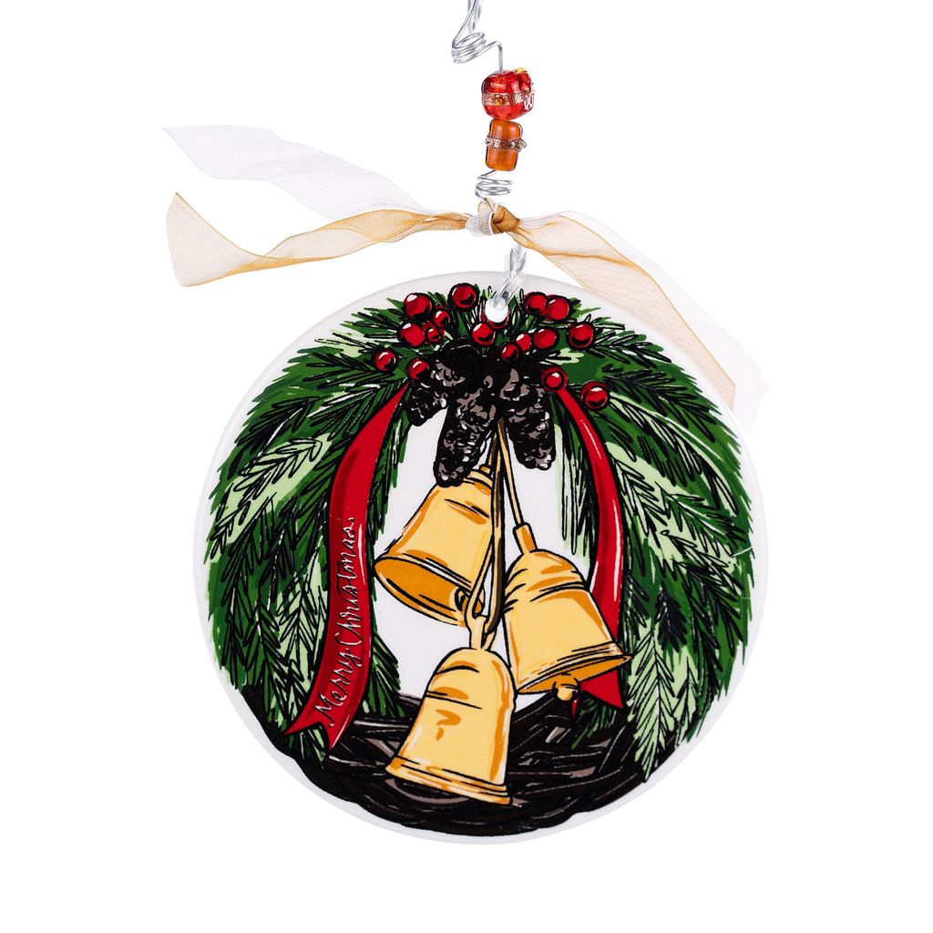 Merry Christmas Woodland Wreath Flat Ornament