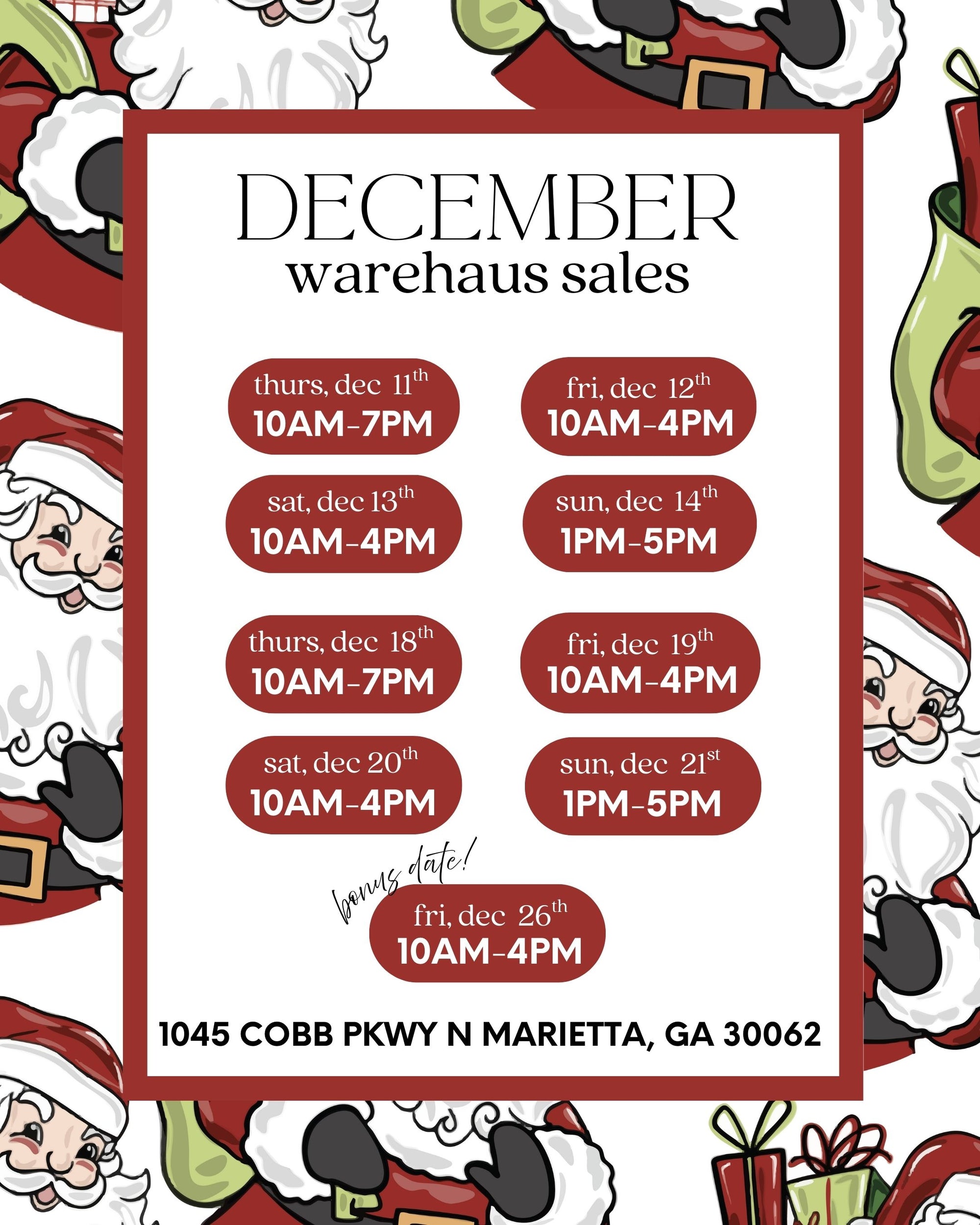 december warehouse sales