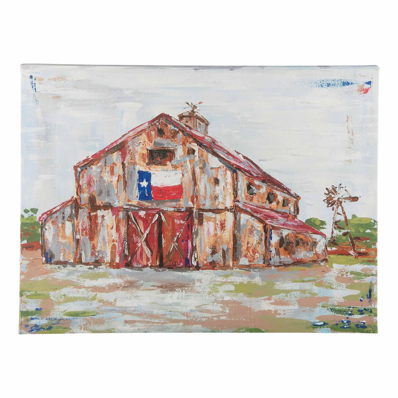 Barn with Texas Flag Canvas - GLORY HAUS 