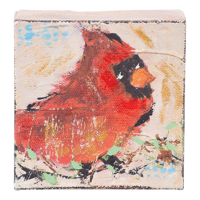 Red Bird on Branch Canvas - GLORY HAUS 