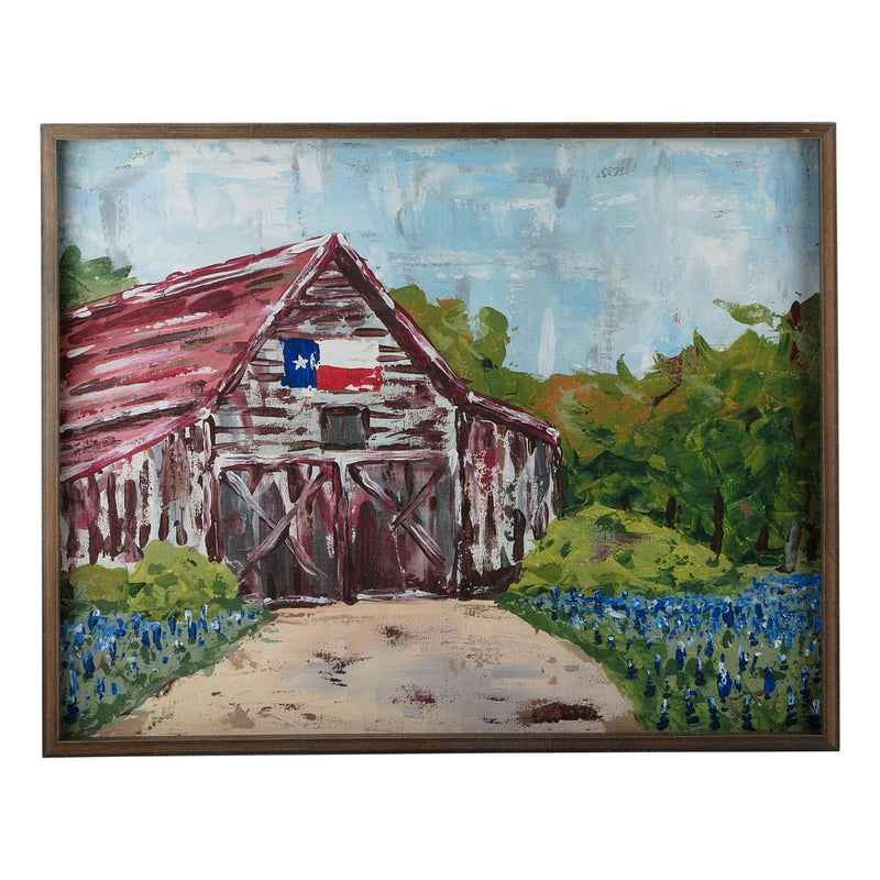 Barn with Texas Flag Framed Canvas - GLORY HAUS 