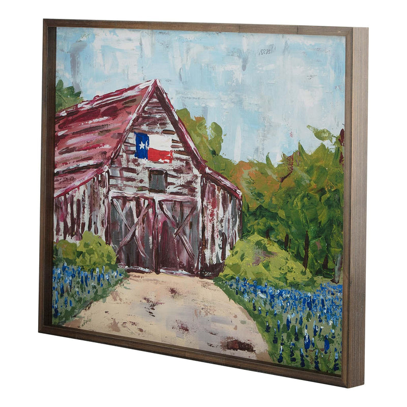 Barn with Texas Flag Framed Canvas - GLORY HAUS 