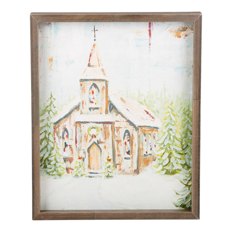 Church at Christmas Small Framed Canvas - GLORY HAUS 