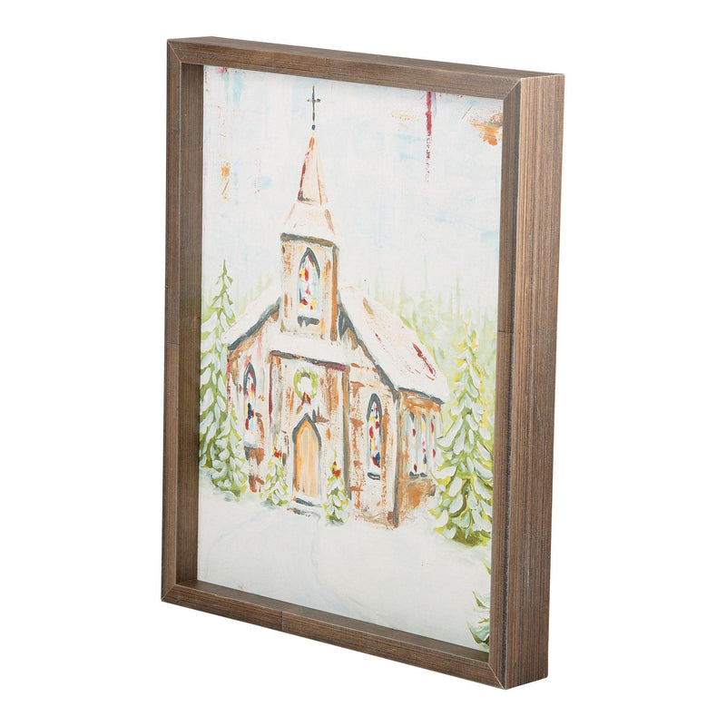 Church at Christmas Small Framed Canvas - GLORY HAUS 