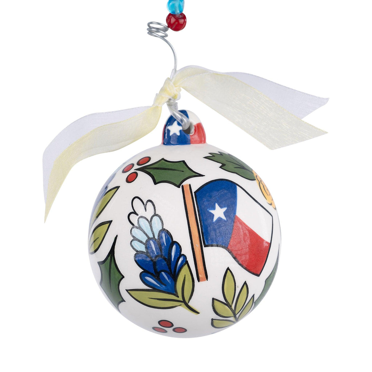 Merry Texmas Yellow Rose Ornament - GLORY HAUS 