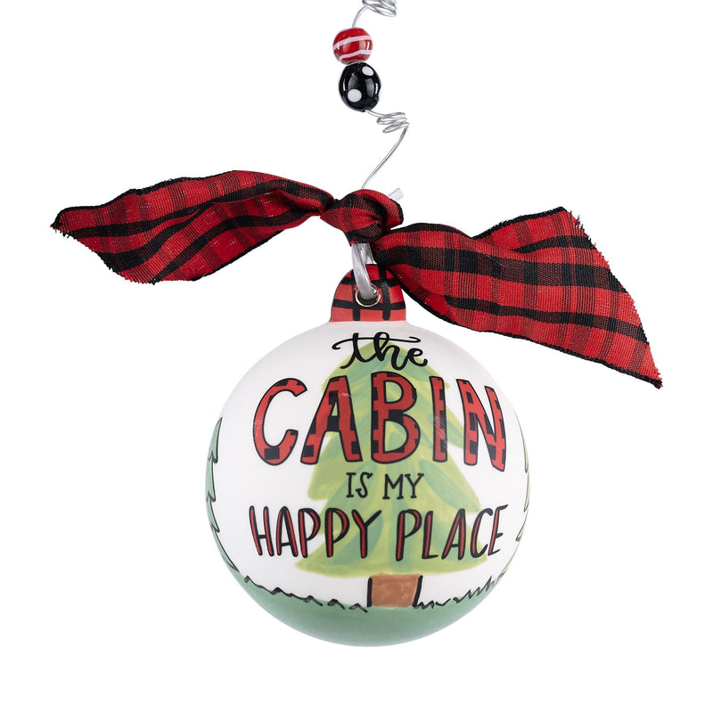 Cabin is My Happy Place Ornament - GLORY HAUS 